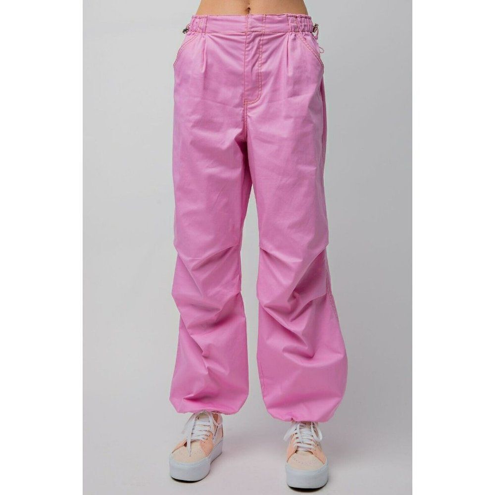 Easel Hot Shot 90's Toggle Cargo Pants in Barbie Pink EB50248